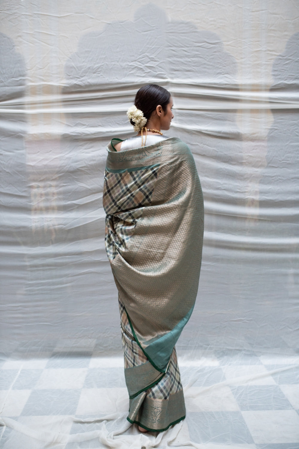 Indubala- Green Banarasi Brocade Saree