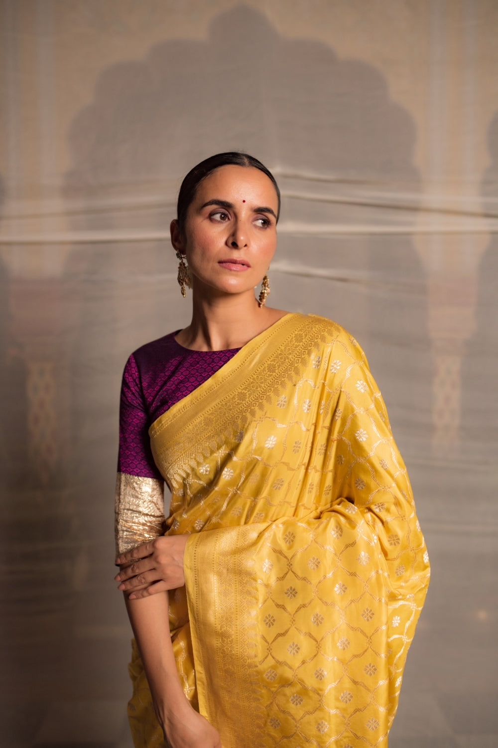 Roop- Yellow Silk Brocade Banarasi Saree