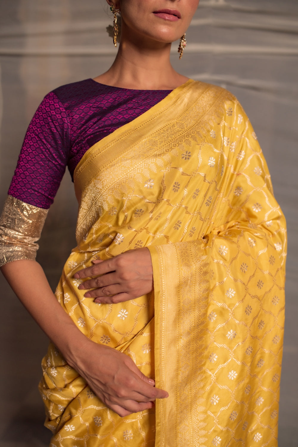 Roop- Yellow Silk Brocade Banarasi Saree