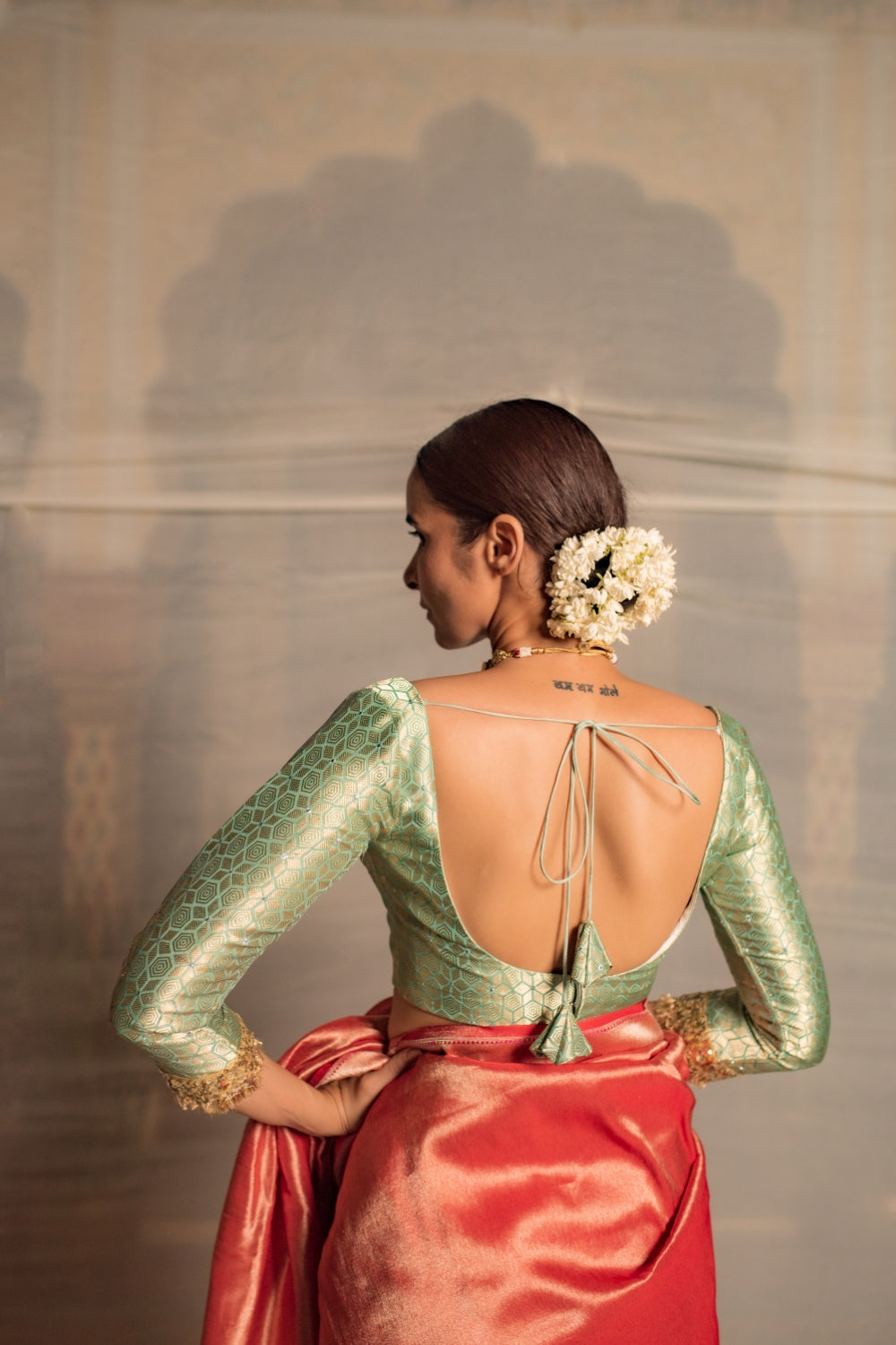 Phalguni- Teal Silk Brocade Blouse