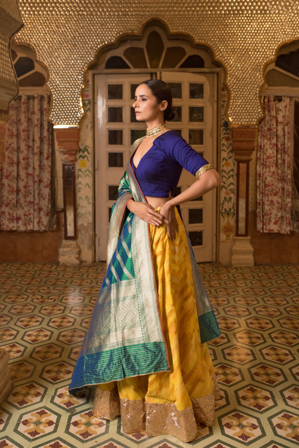 Hema + Kimaya- Yellow Upcycled Patchwork Lehenga