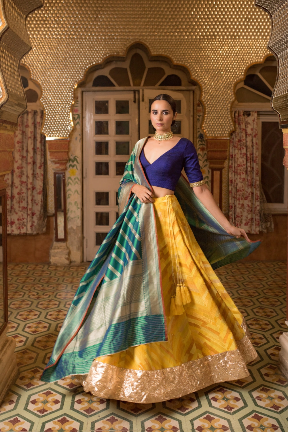 Hema + Kimaya- Yellow Upcycled Patchwork Lehenga