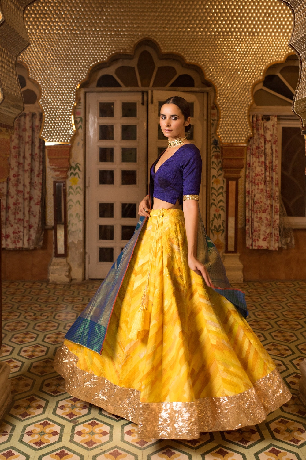 Hema + Kimaya- Yellow Upcycled Patchwork Lehenga