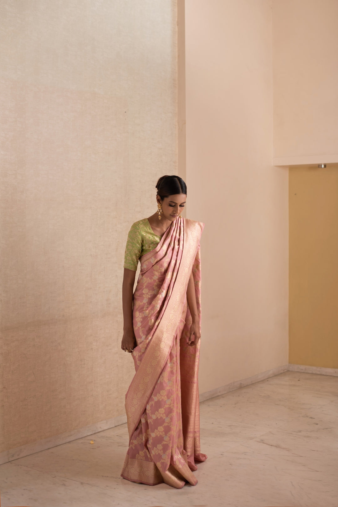 PARA- Blush Pink Silk Brocade Banarasi Saree