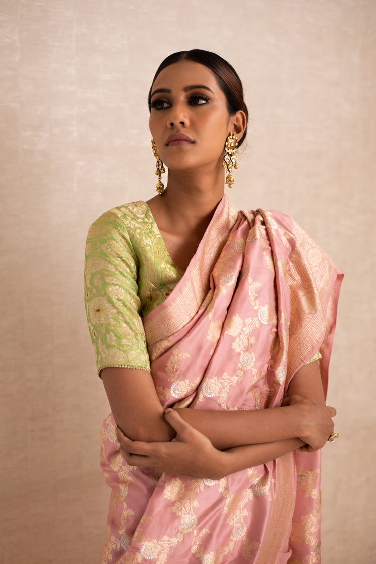 PARA- Blush Pink Silk Brocade Banarasi Saree