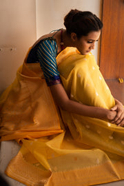 RAHEL-Yellow Silk Brocade Banarasi Saree