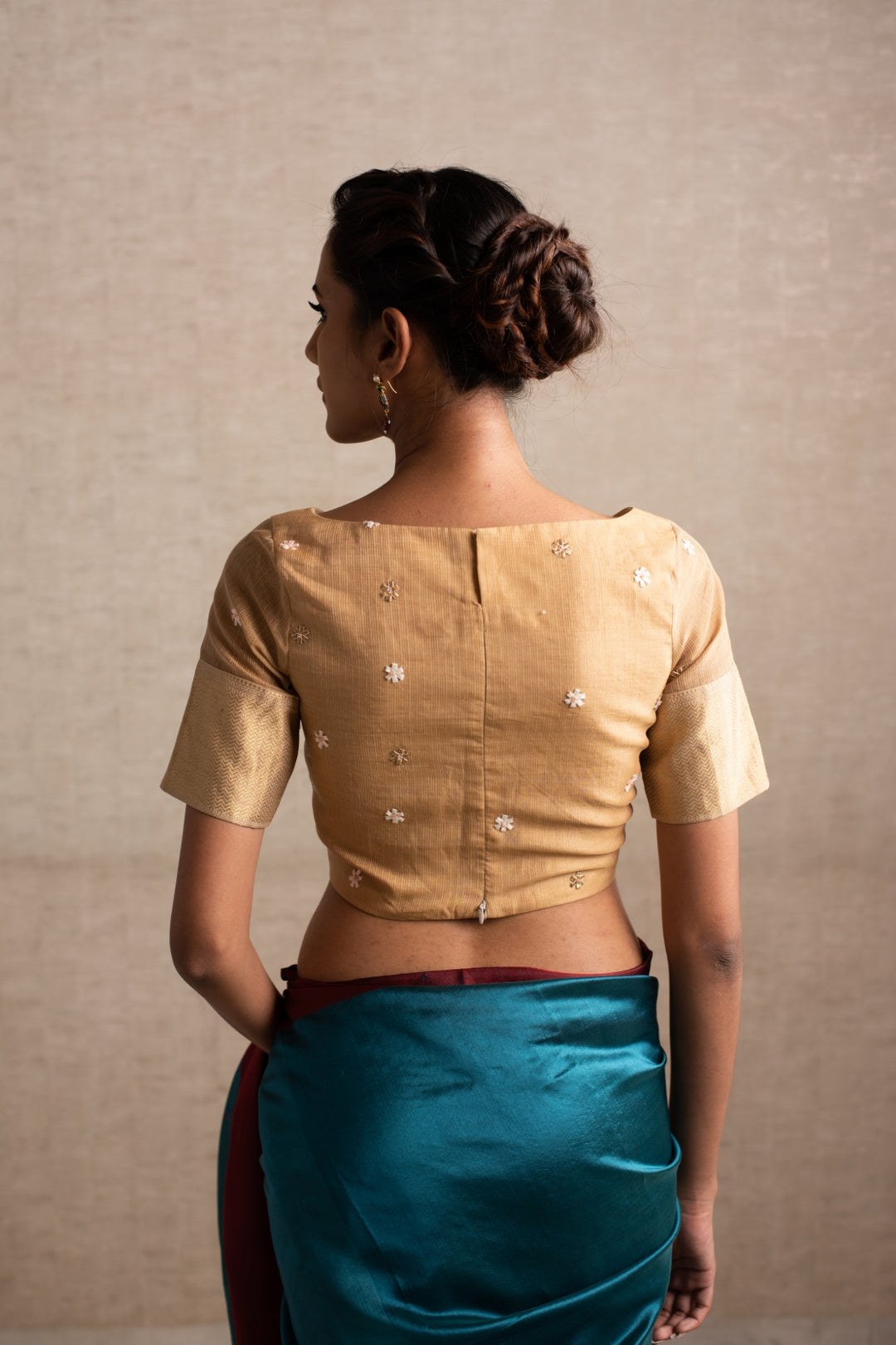 Niru- Beige Chanderi Blouse