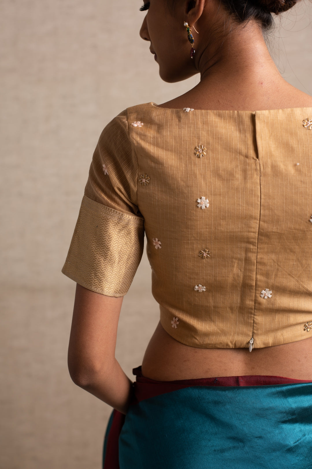 Niru- Beige Chanderi Blouse