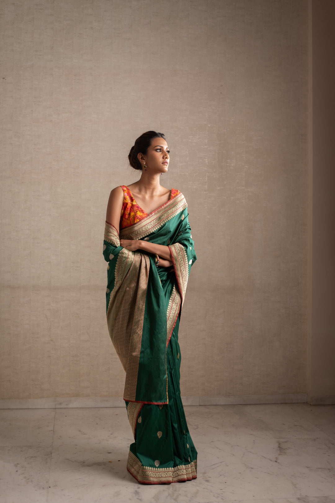 Arshiyaa- Green Silk Brocade Banarasi Saree