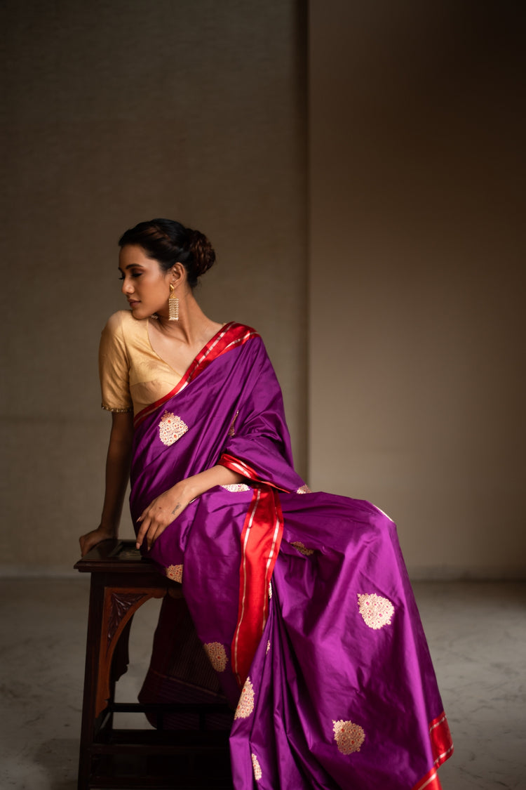 NAKSHA- Purple Silk Brocade Banarasi Saree