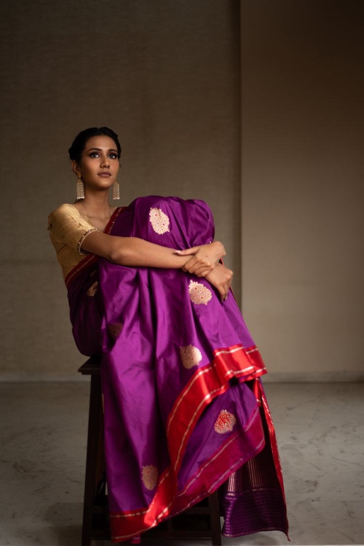 NAKSHA- Purple Silk Brocade Banarasi Saree