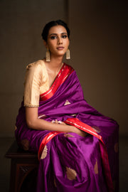 NAKSHA- Purple Silk Brocade Banarasi Saree