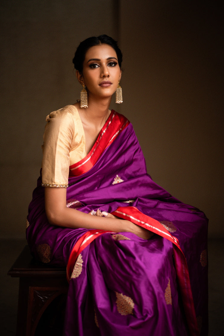 NAKSHA- Purple Silk Brocade Banarasi Saree