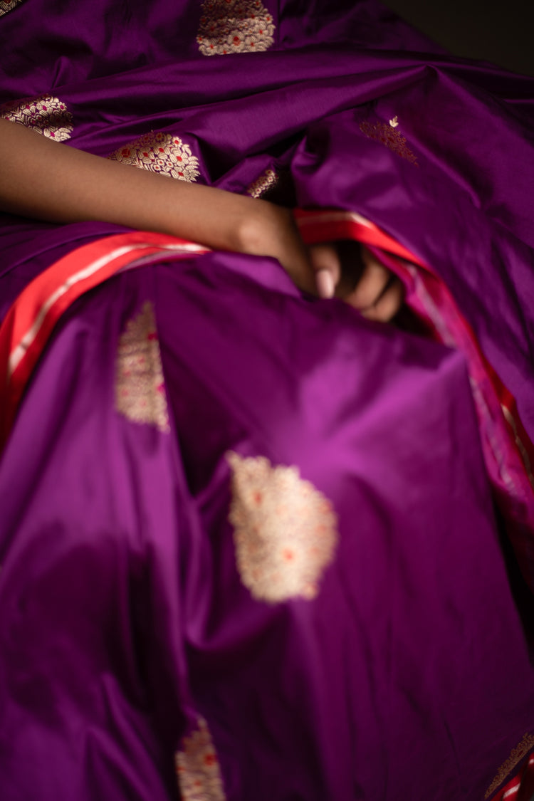 NAKSHA- Purple Silk Brocade Banarasi Saree