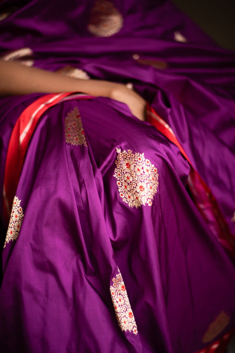 NAKSHA- Purple Silk Brocade Banarasi Saree