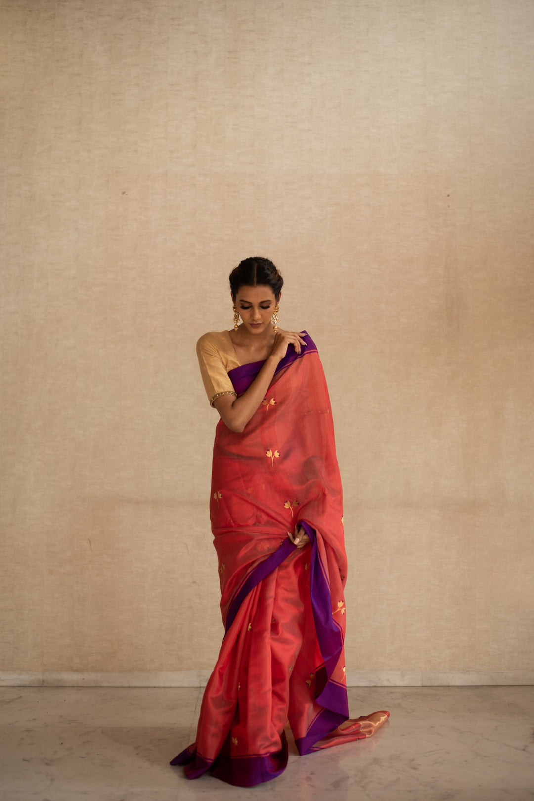 KAZ (COREL)- Corel Silk Chanderi Saree