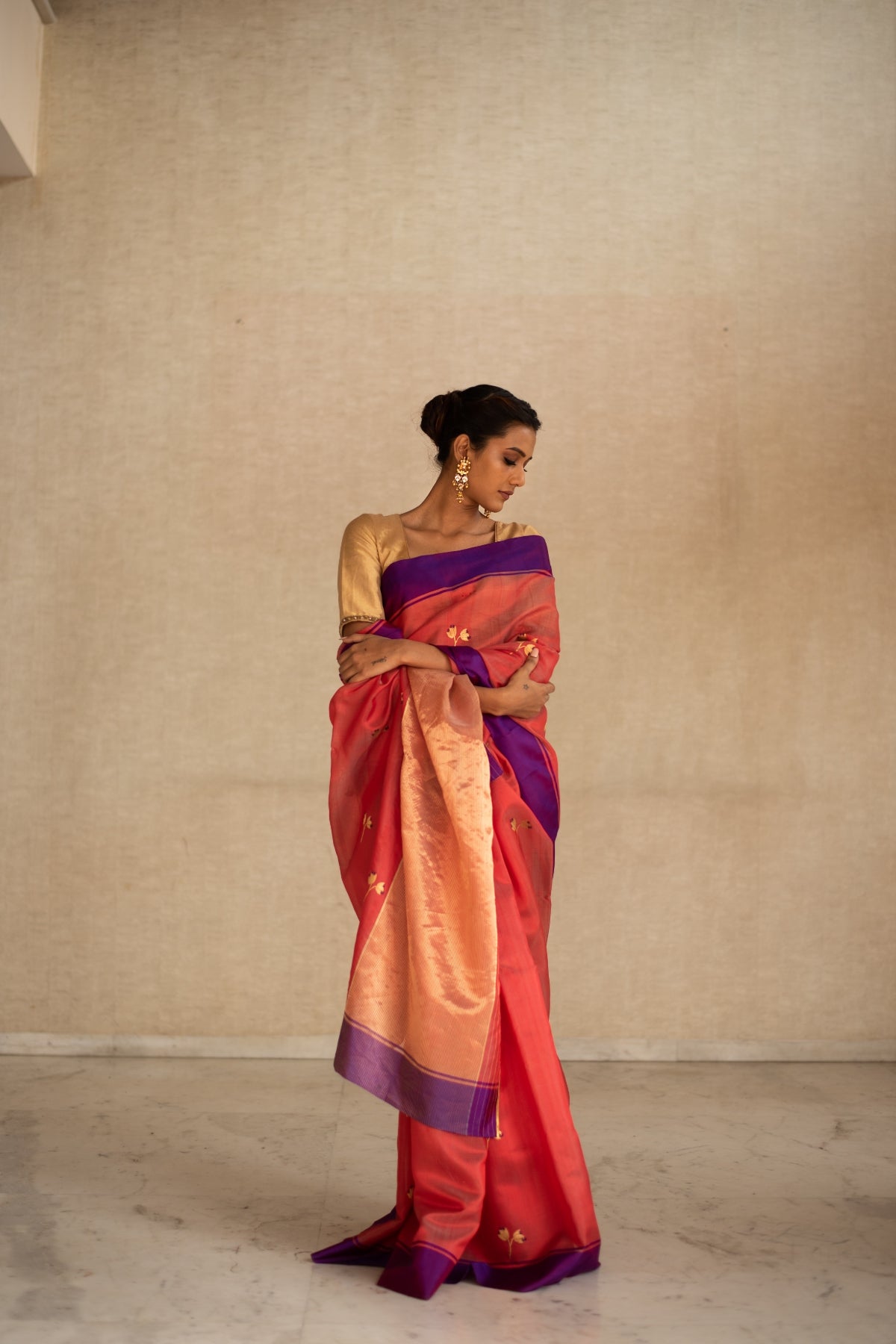 KAZ (COREL)- Corel Silk Chanderi Saree