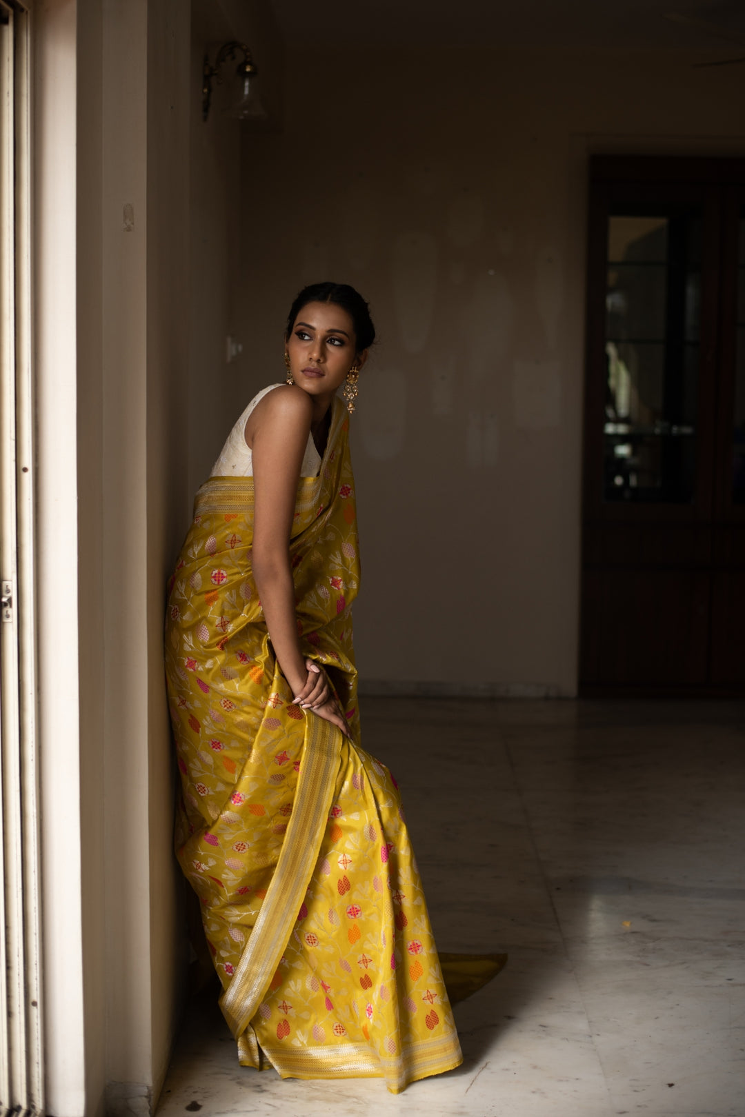 RUSHAM- Yellow Silk Brocade Banarasi Saree