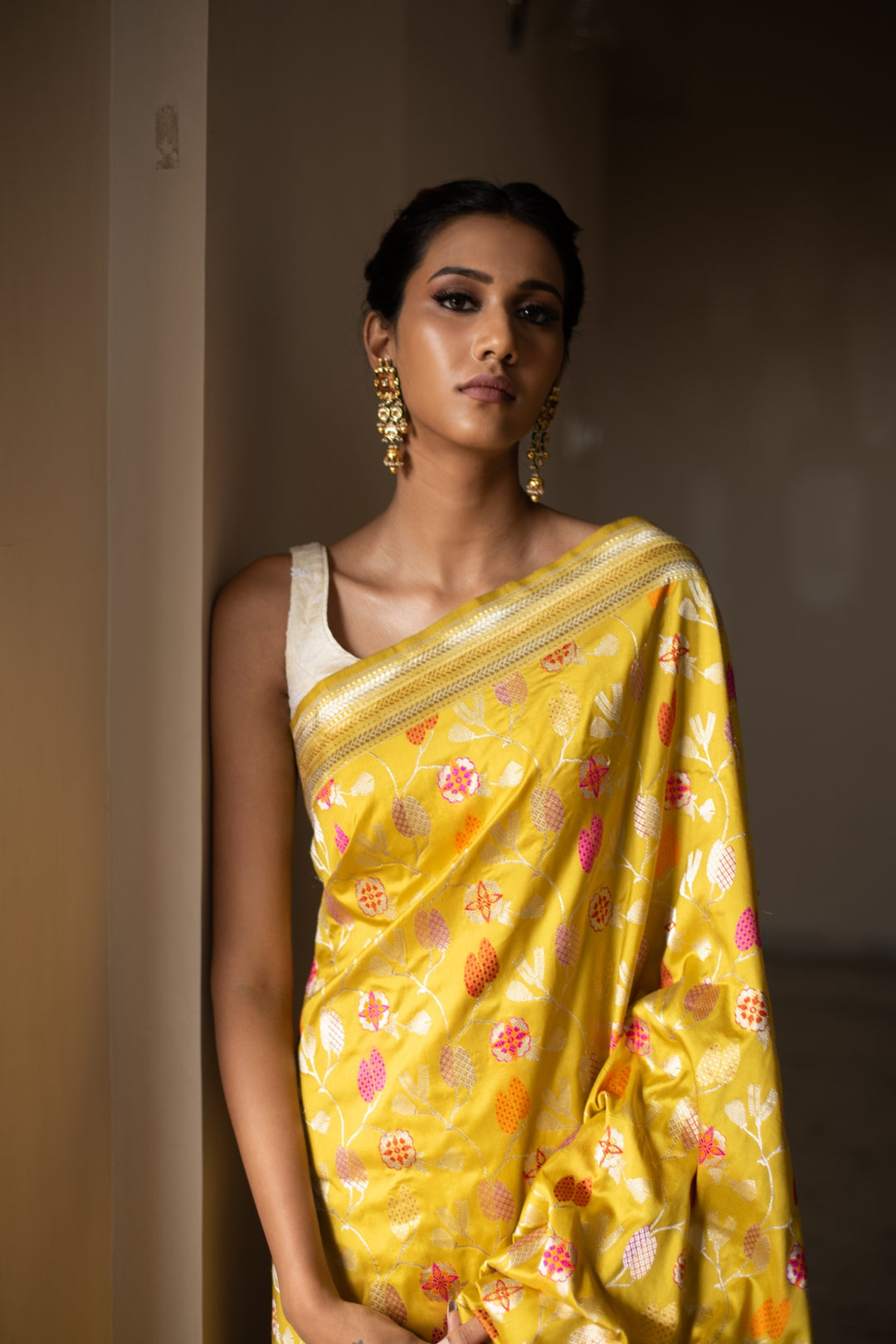 RUSHAM- Yellow Silk Brocade Banarasi Saree