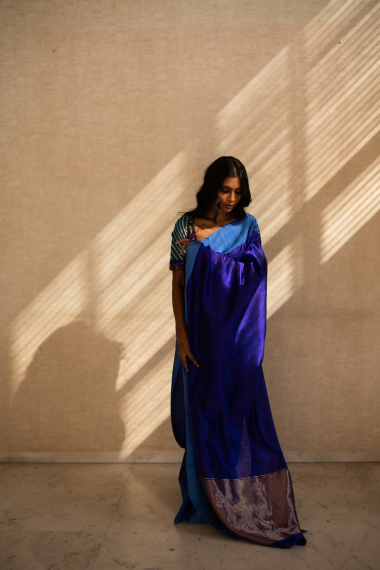 KAIYA (BLUE)- Indigo Blue Chanderi Saree