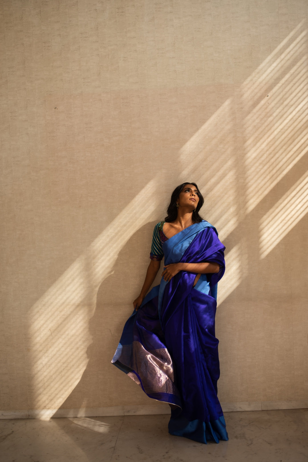 KAIYA (BLUE)- Indigo Blue Chanderi Saree