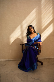 KAIYA (BLUE)- Indigo Blue Chanderi Saree