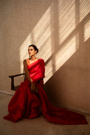 KAIYA (RED)- Red Silk Chanderi Saree