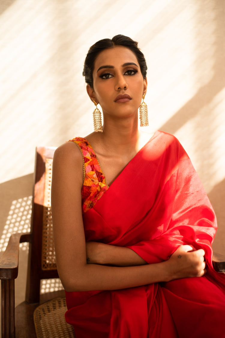 KAIYA (RED)- Red Silk Chanderi Saree