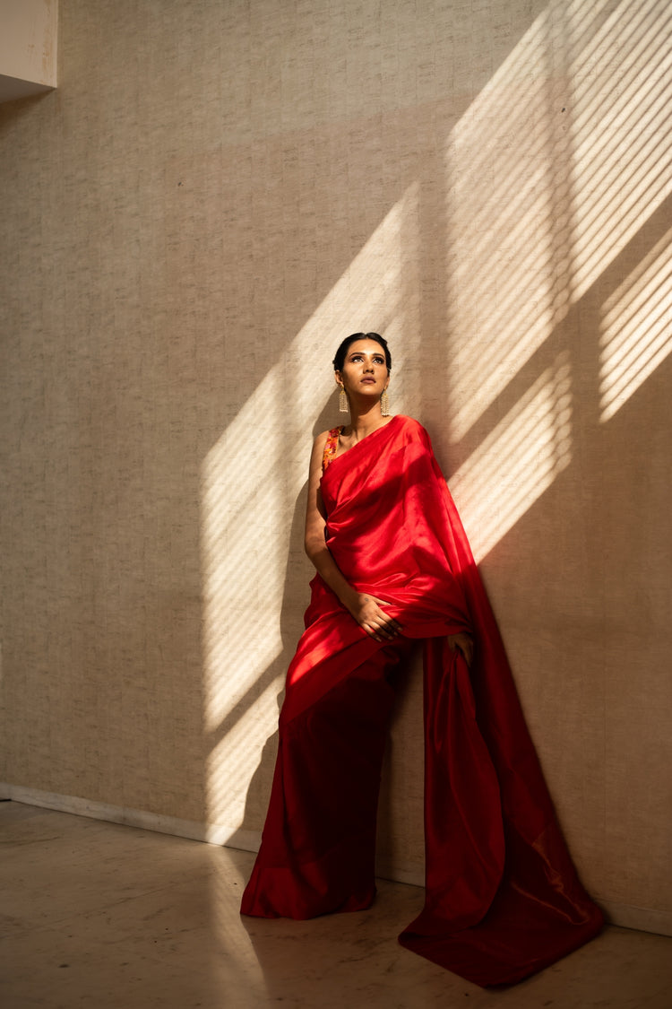 KAIYA (RED)- Red Silk Chanderi Saree