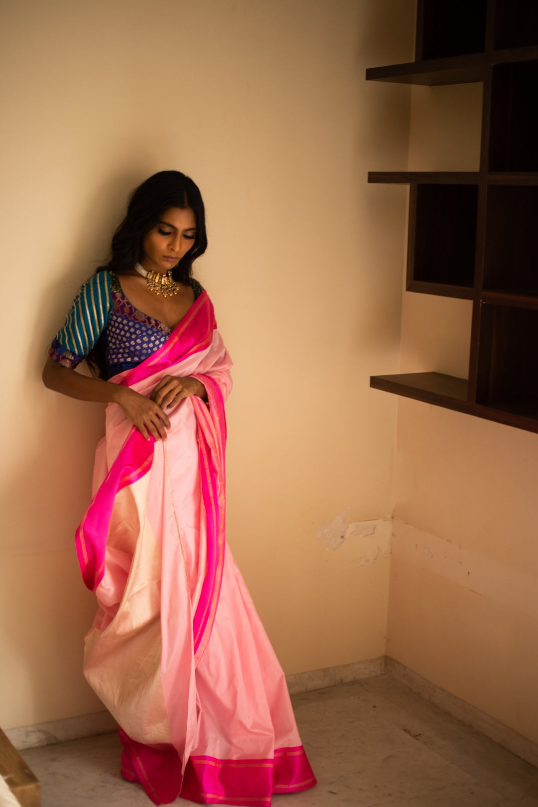 Kalpi- Pink Silk Brocade Banarasi Saree