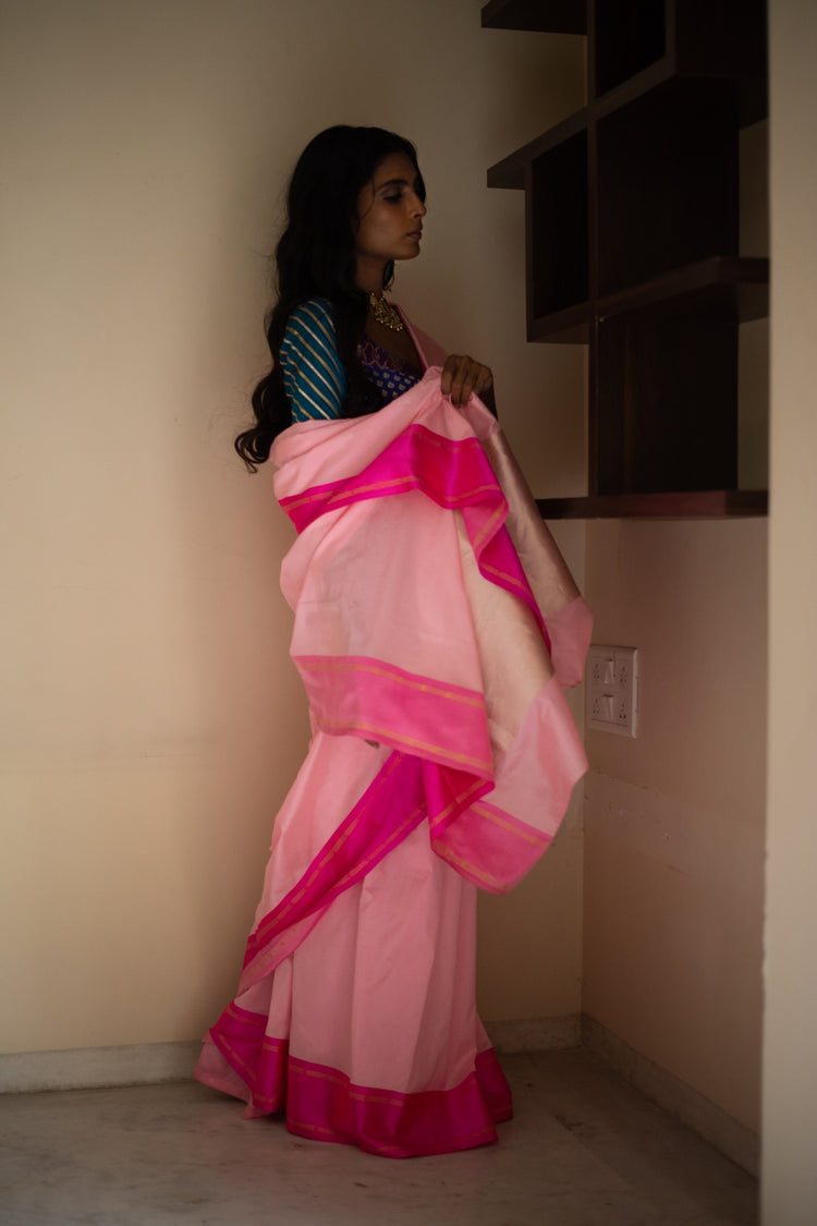 Kalpi- Pink Silk Brocade Banarasi Saree