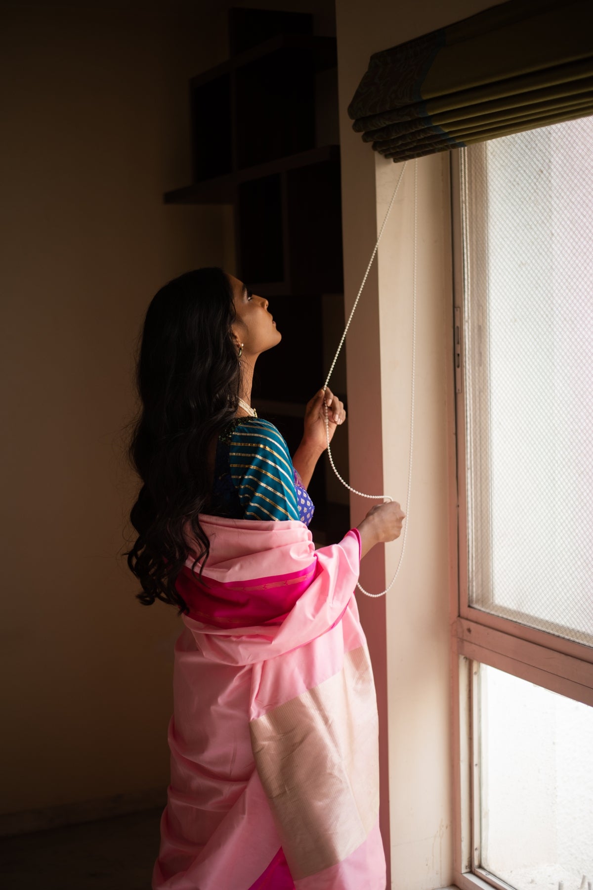 Kalpi- Pink Silk Brocade Banarasi Saree