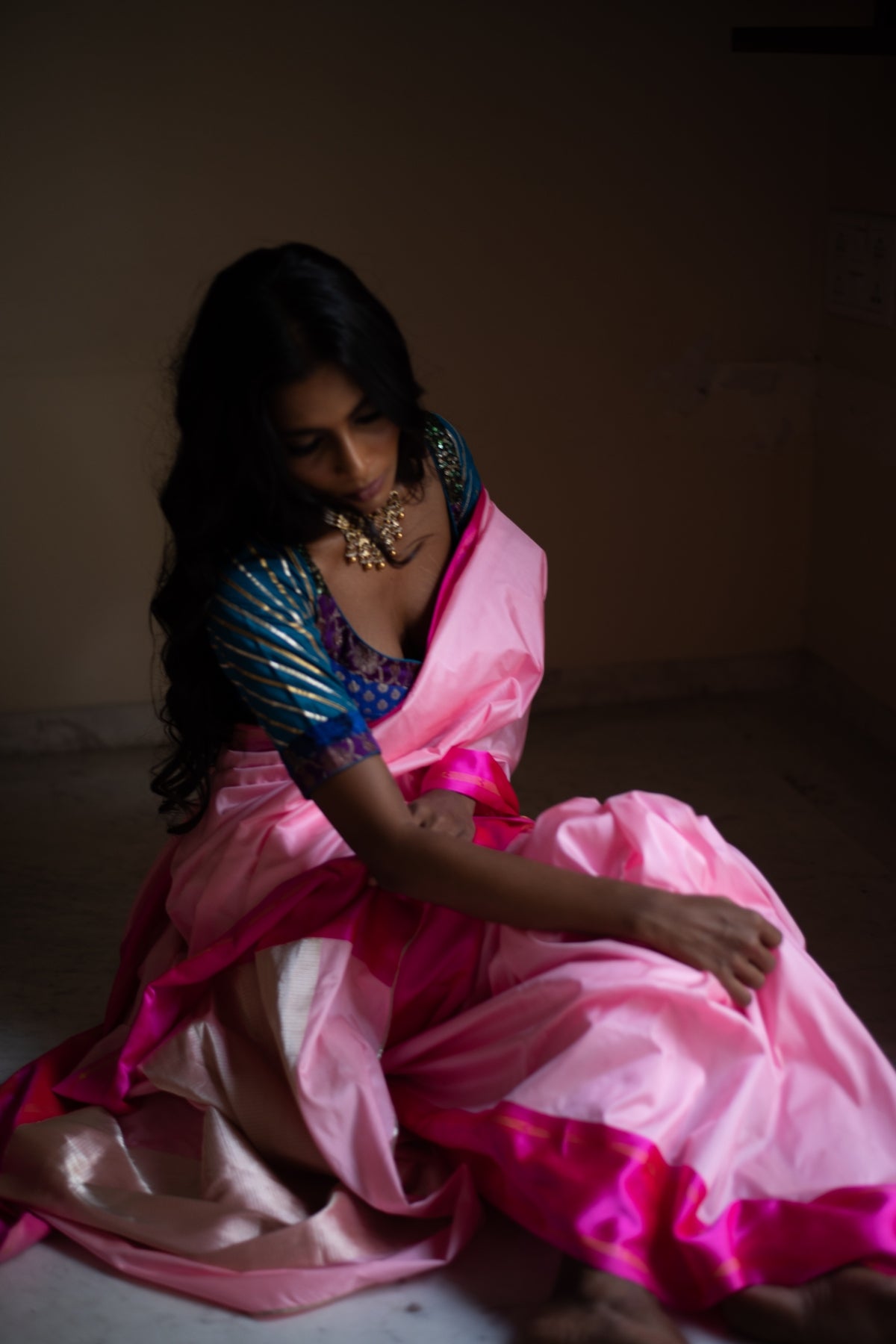 Kalpi- Pink Silk Brocade Banarasi Saree