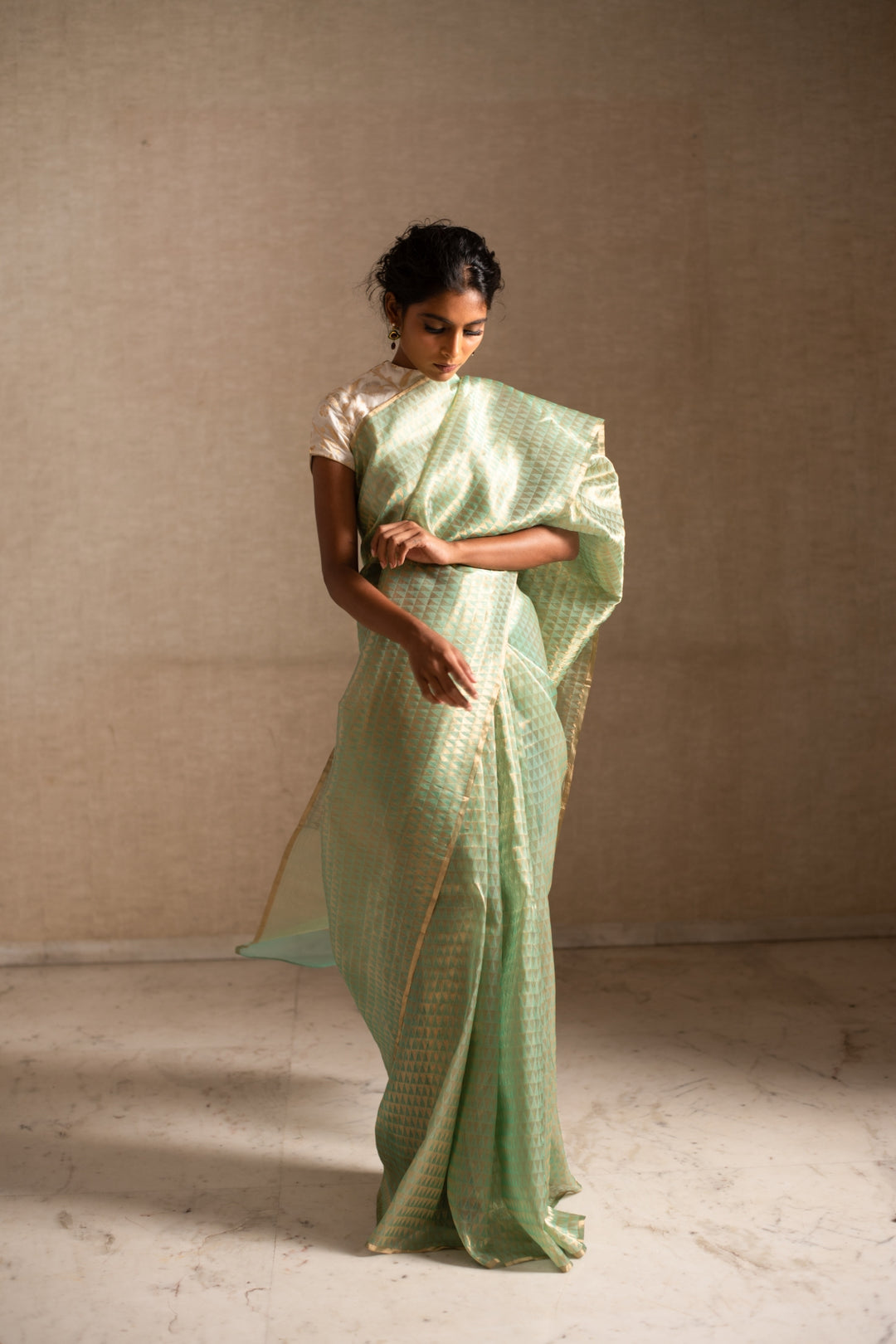 JIERA- Aquamarine Silk Chanderi Saree