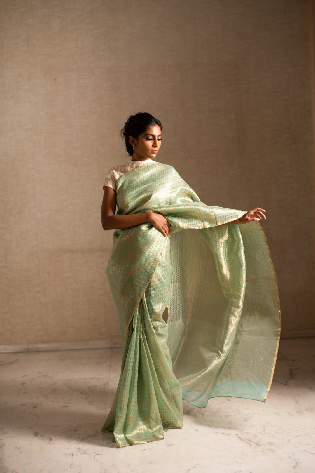 JIERA- Aquamarine Silk Chanderi Saree