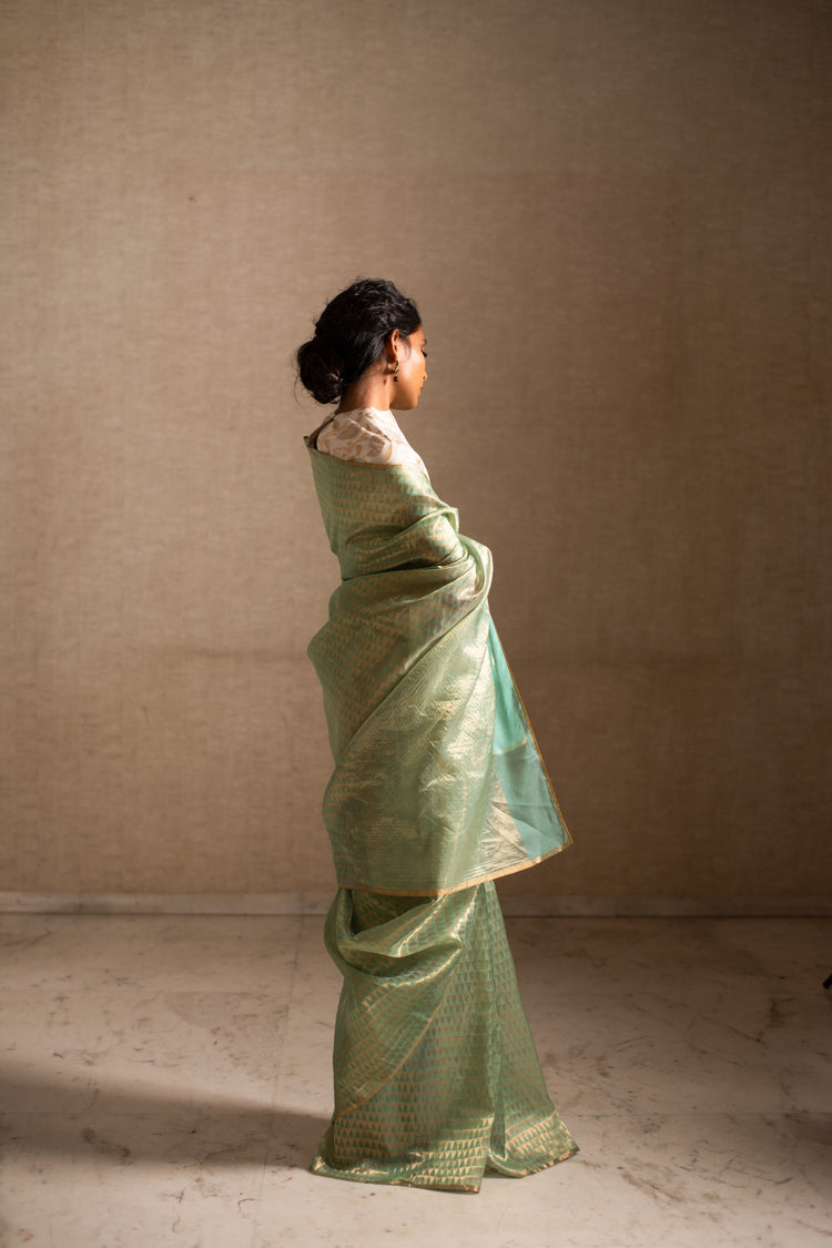 JIERA- Aquamarine Silk Chanderi Saree