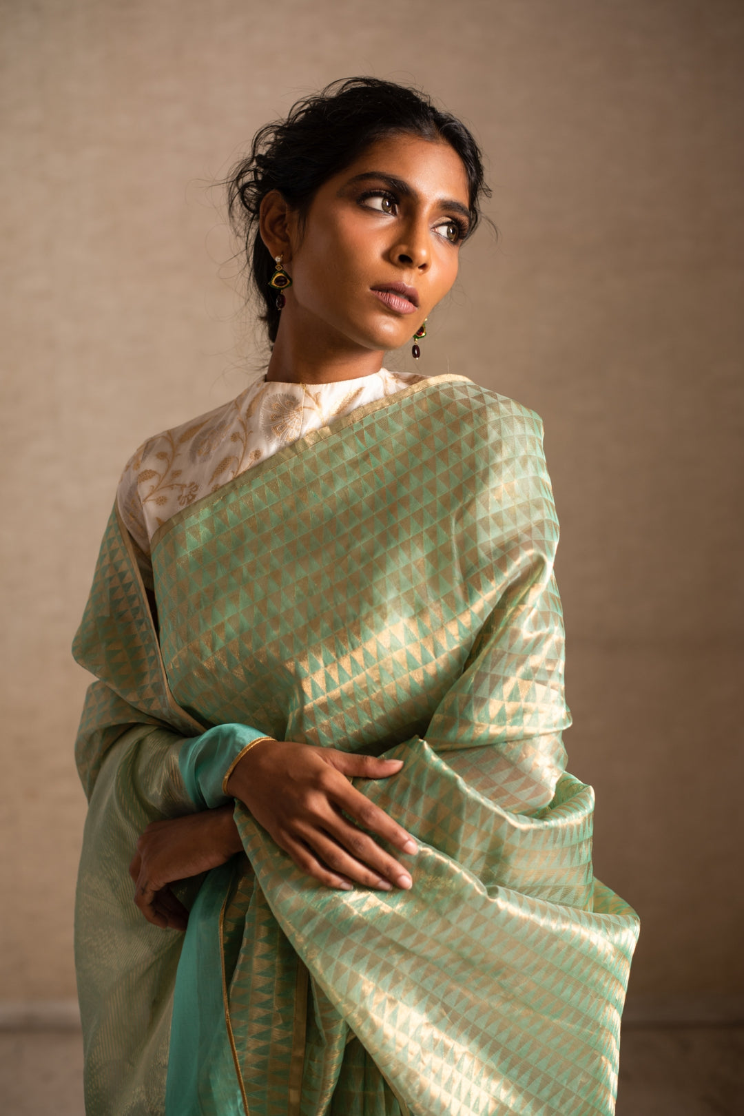 JIERA- Aquamarine Silk Chanderi Saree