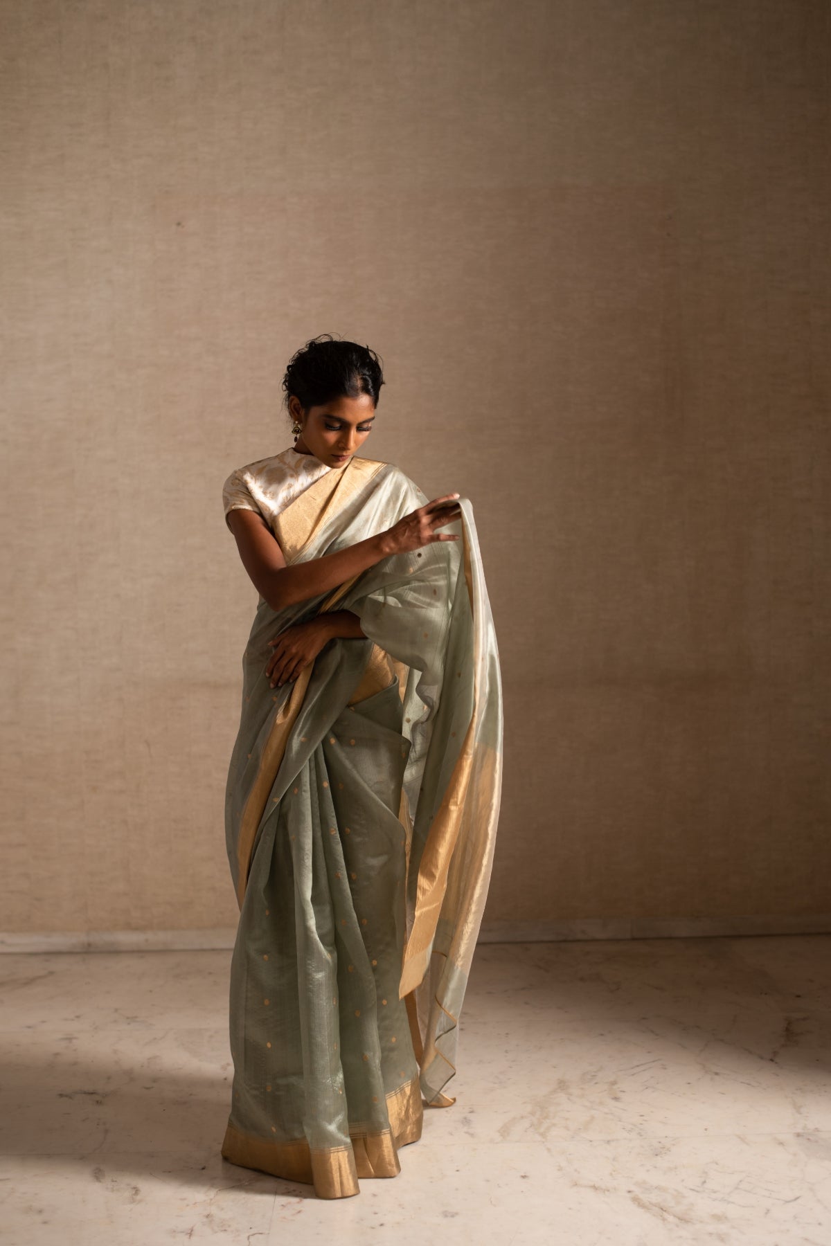 BIMALA- Green Silk Chanderi Saree