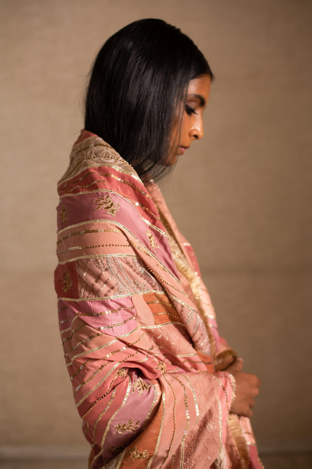 Aahi- Pink Upcycled Patchwork Dupatta