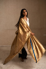 Aabha- Gold Silk Chanderi Tissue Upcycled Patchwork Dupatta