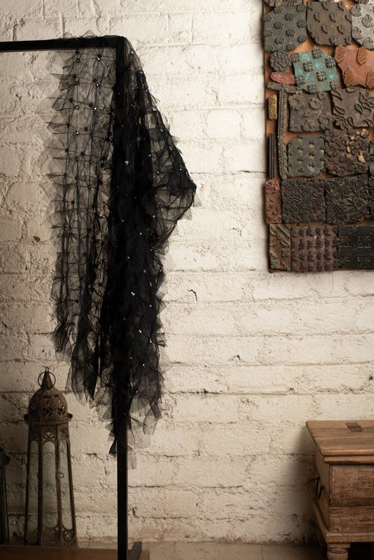 Barani- Black Tulle Upcycled Patchwork Stole