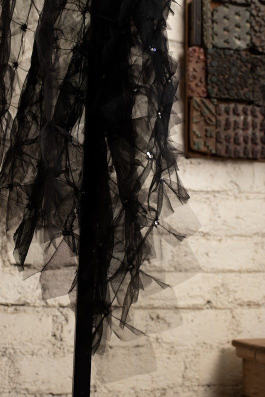 Barani- Black Tulle Upcycled Patchwork Stole