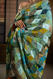 Chava- Teal Upcycled Patchwork Dupatta