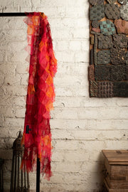 Bithi- Red Tulle Upcycled Patchwork Stole
