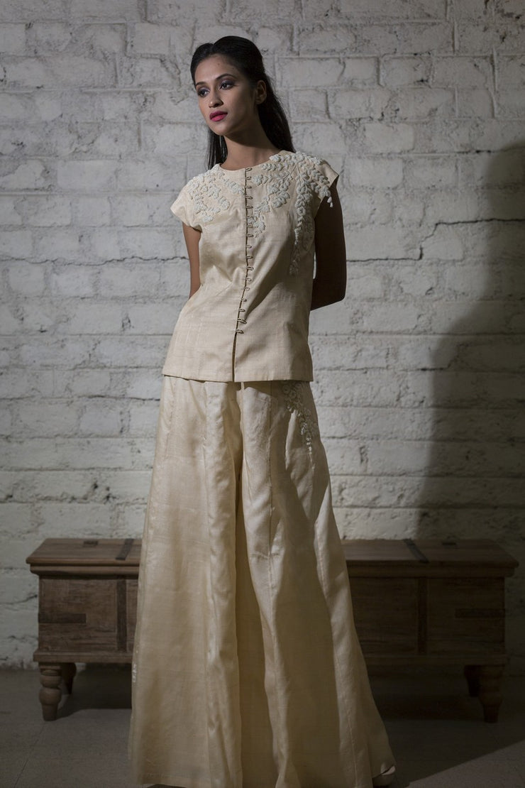 Manya- Ivory Tussar Silk Jacket