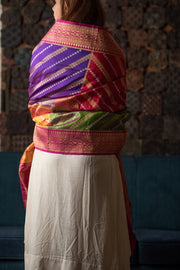 Rajam- Multicolor Silk Brocade Upcycled Patchwork Dupatta