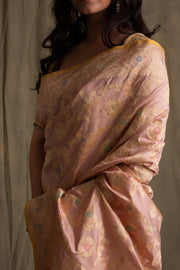 Rabhya- Pink Silk Brocade Banarasi Saree