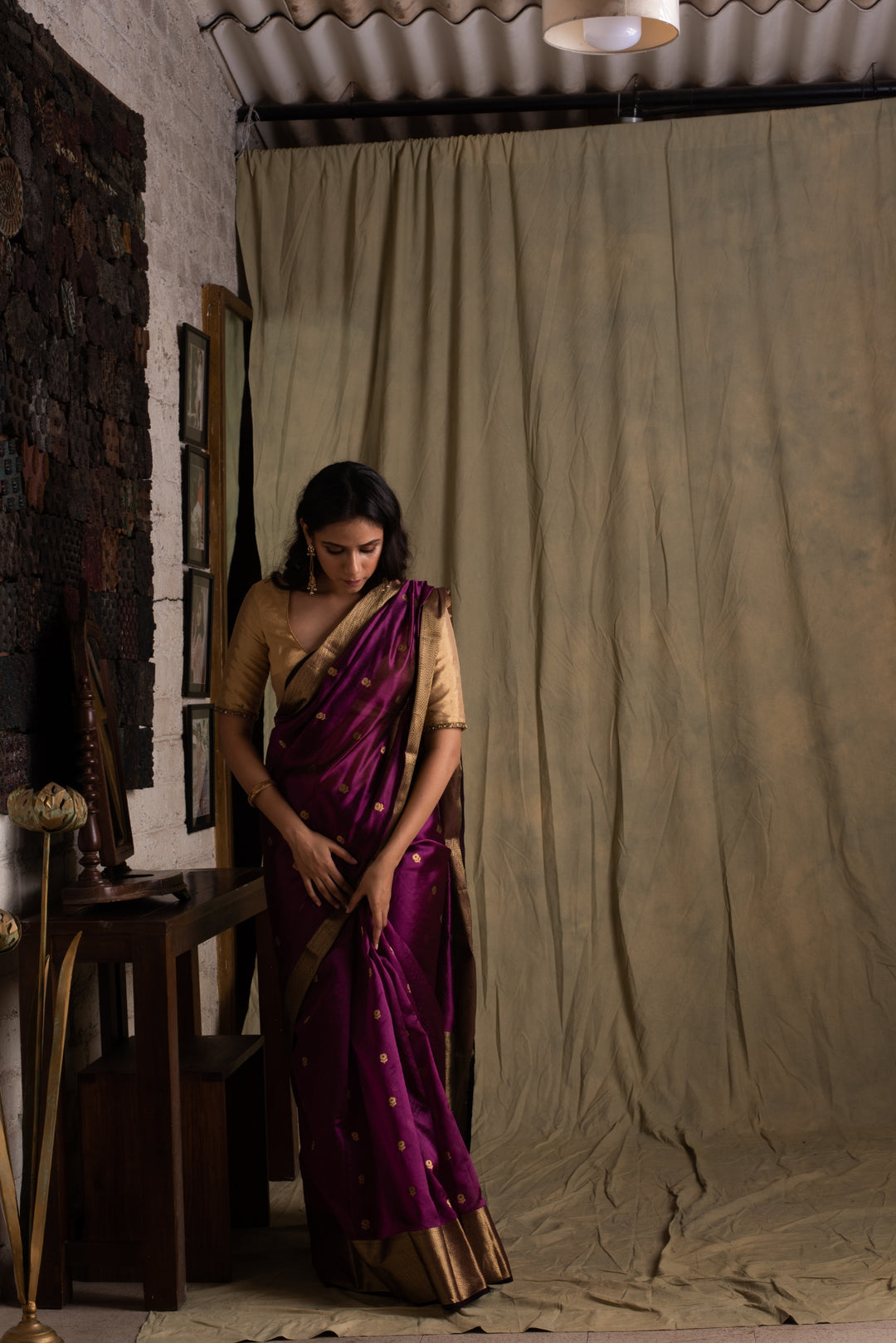 Janaki- Magenta Silk Chanderi Saree