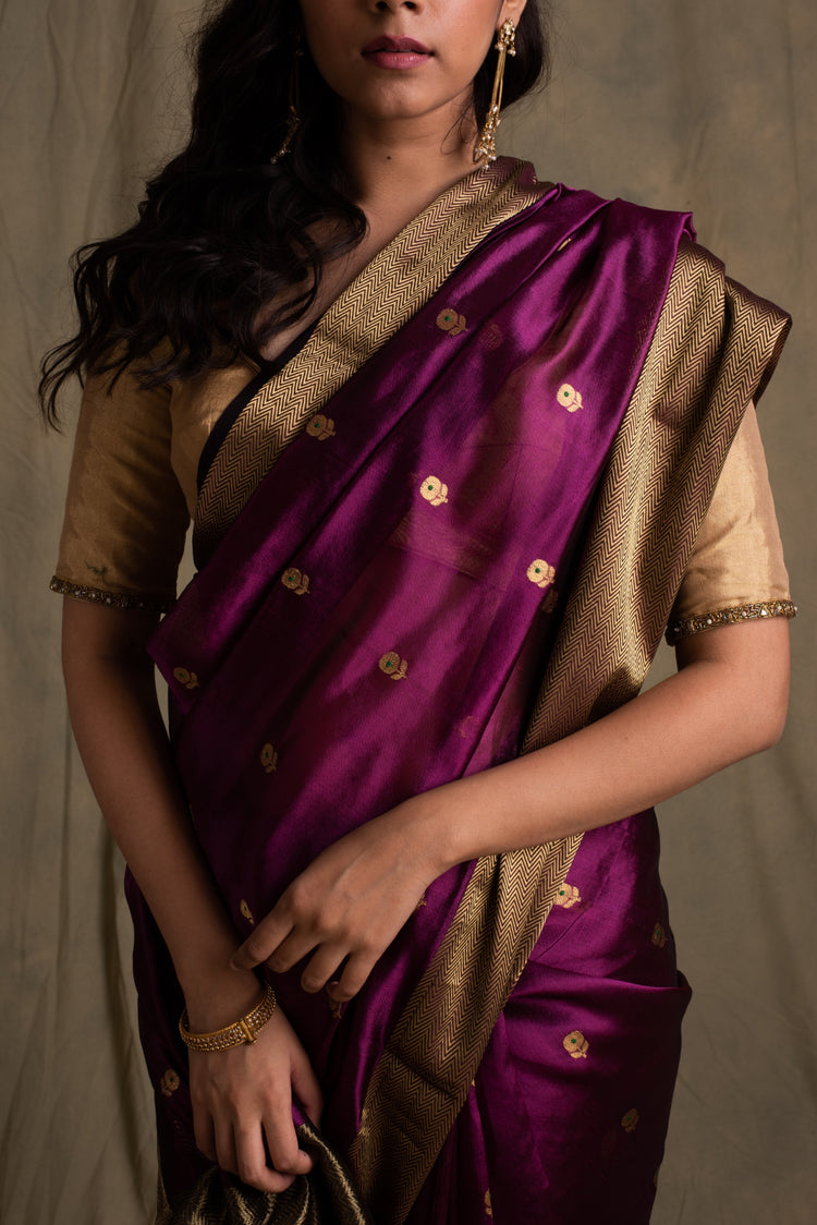 Janaki- Magenta Silk Chanderi Saree