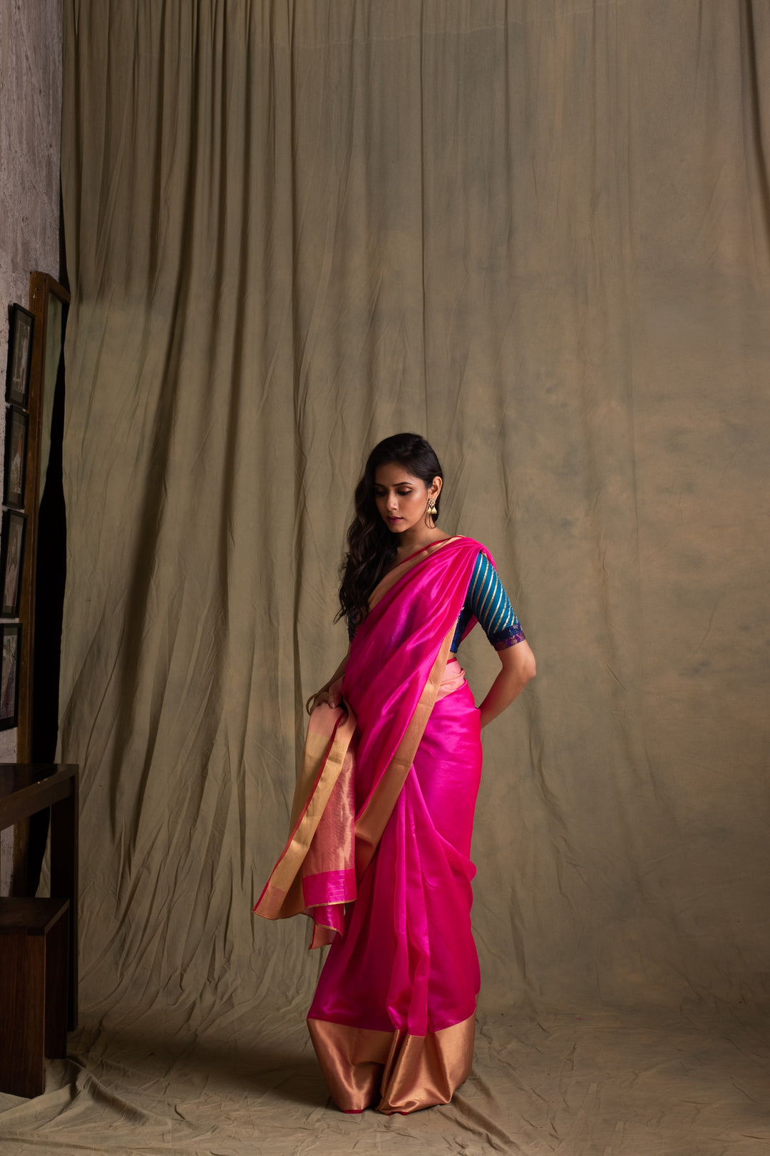 Lopa- Pink Silk Chanderi Saree